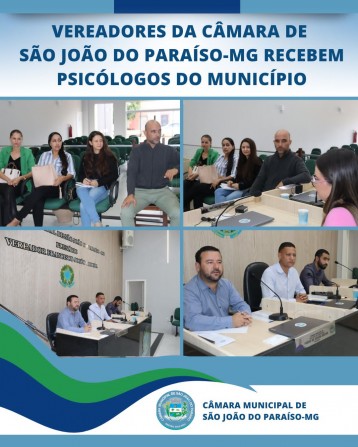 VEREADOR ES DA CÂMARA DE SÃO JOÃO DO PARAÍSO-MG RECEBEM PSICÓLOGOS DO MUNICÍPIO